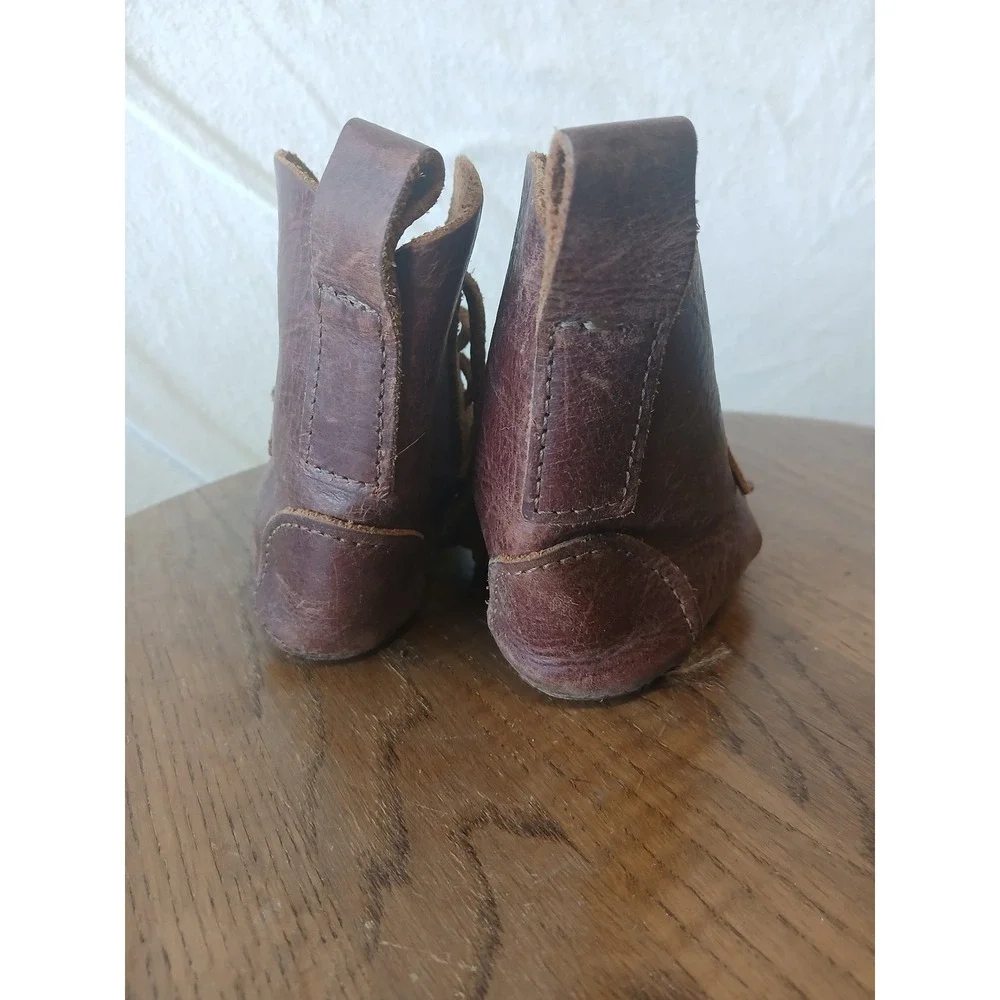 Baby 100% leather booties lagenlook Minimalist barefoot lace up boots shoes